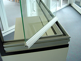 A COVER glass panel turning a 90 degree corner.
